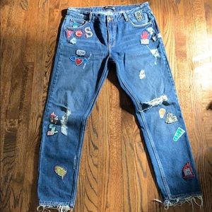 ZARA Denim Jeans with patches